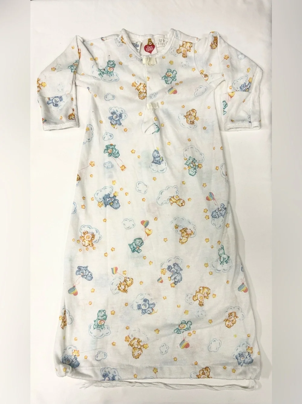 Care Bear - Vintage 1983 Infant Layette Gown - White Care Bear Print